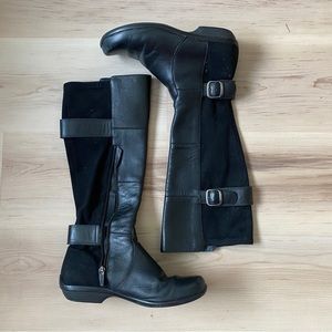 Dansko Black Leather Odessa Slouch Boots, Size 37